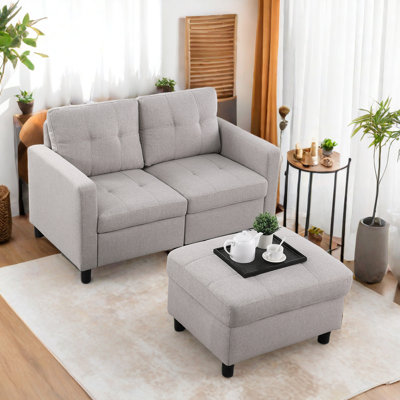 Kentrell 54"W Upholstered Loveseat with Ottoman by Ebern Designs