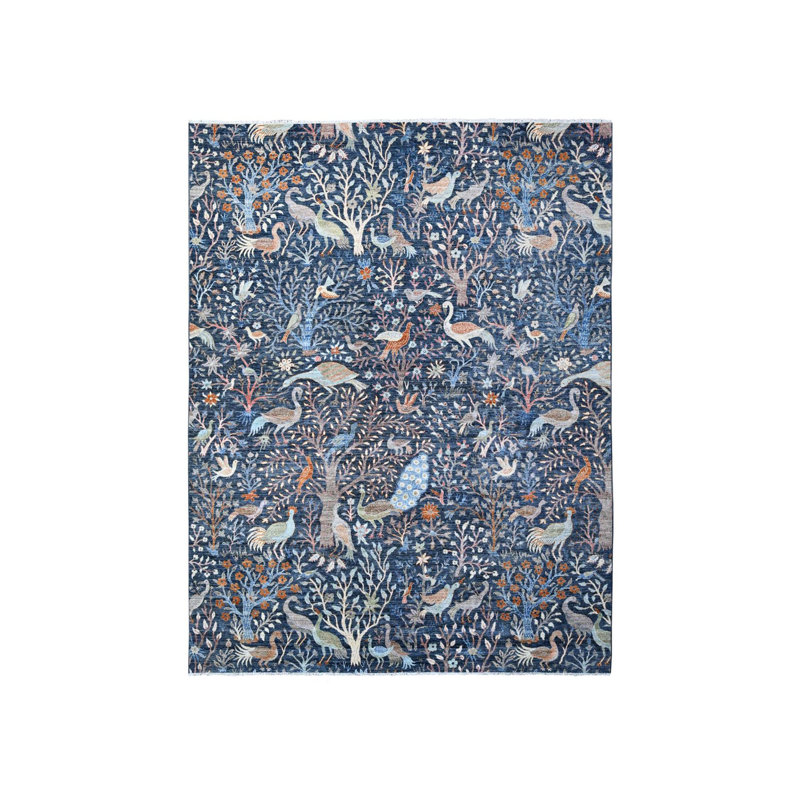 Tapis oriental en laine nouée à la main 9 pi 2 po x 11 pi 9 po Peshawar