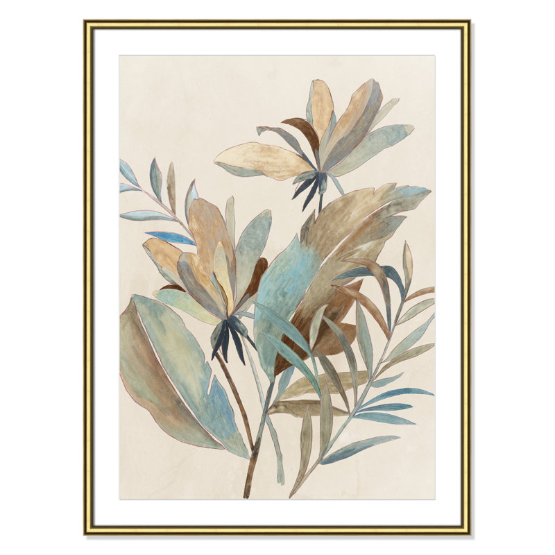 Vintage Tropics II - art encadré à fond, L 26,75 po x H 36,75 po, Cadre doré