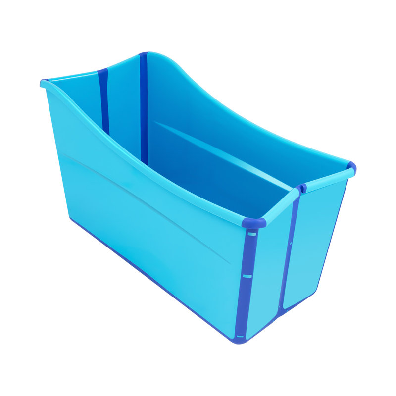 Baignoire pliante portable pour adultes et enfants, gain de place (pliée à 9,9 cm), siège antidérapant, capacité de 90 kg