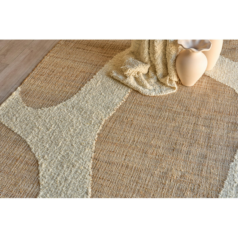 Pompano flatweave Wool/Jute Ivory/Beige Area Rug, 12'X15'