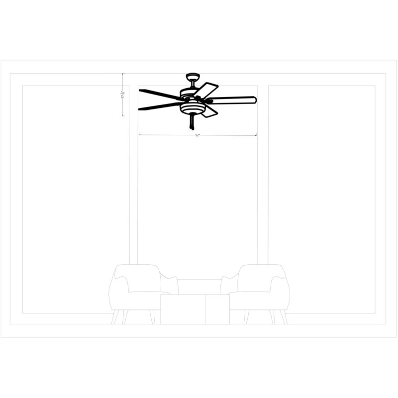 52'' Ceiling Fan with LED Lights, Silver/American Walnut, Brushed Steel