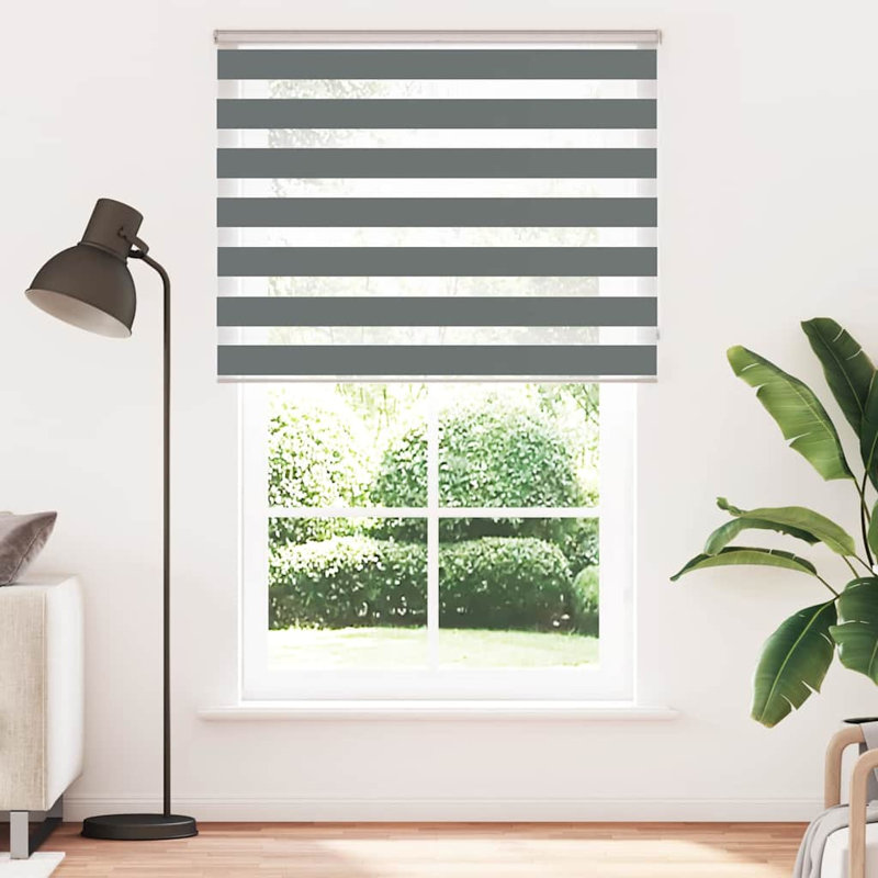 George Oliver Zebra Blind Polyester, Dark Grey, 145cmW x 200cmL