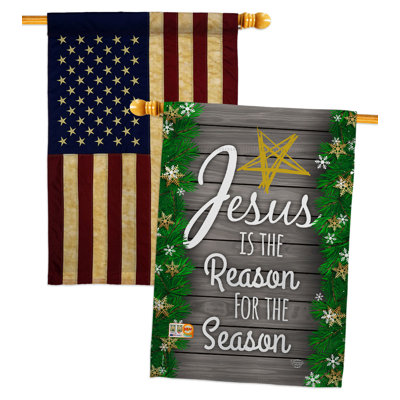 Drapeau de maison en polyester 40 x 28 po Jesus Is the Raison for Season