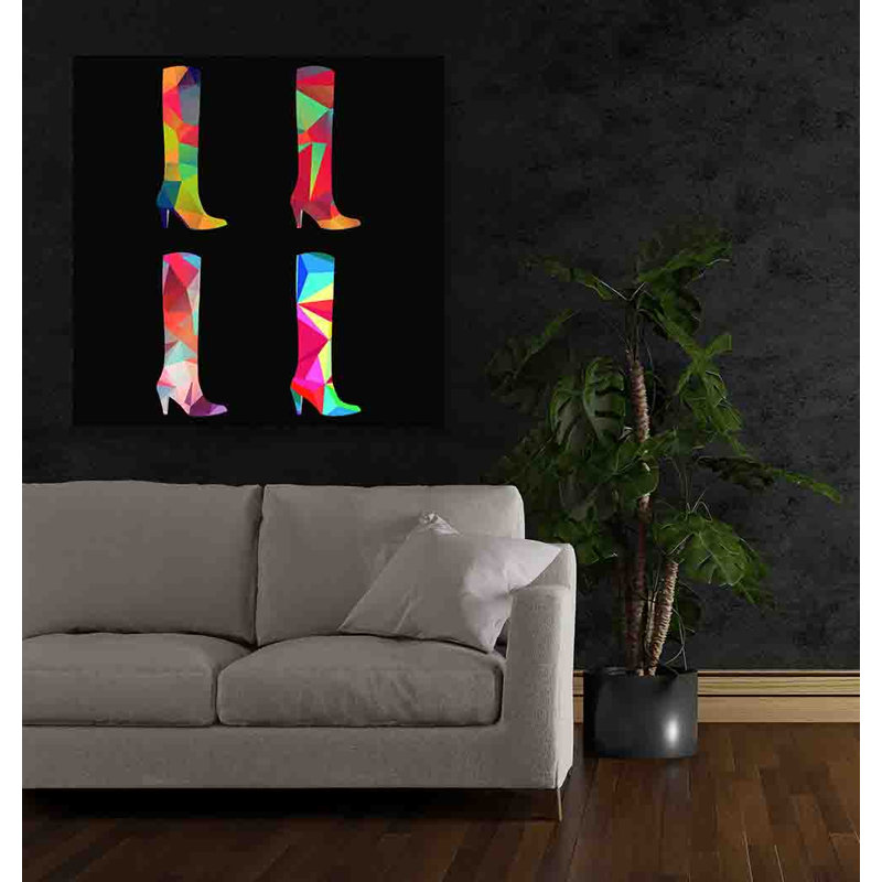 Polygonal Coloured Boots by Andrew Lee - Wrapped Canvas Print, 127cm H x 127cm W