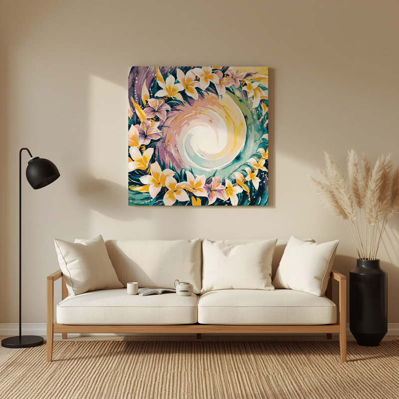 Art mural hawaïen en métal beige Leis, H 12 po x l 12 po