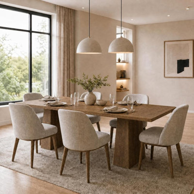71" Farmhouse Dining Table for 6-8 –   Wood Legs. Scratch-Resistant. 6ft Rectangular for Kitchen