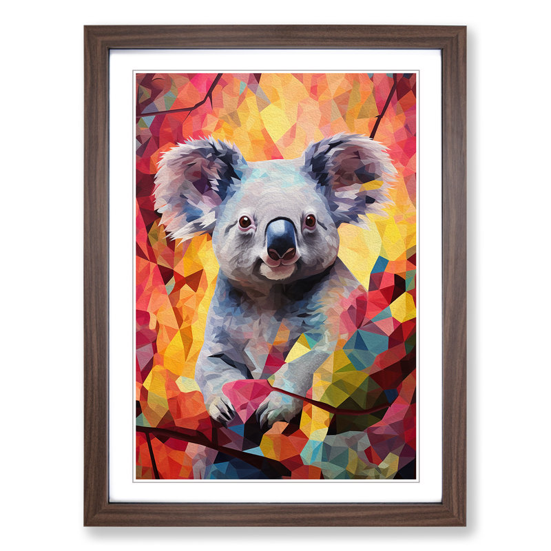 Koala Bear Colour Field - Single Picture Frame Print on Wood, 64cm H x 46cm W x 2cm D, Walnut Framed