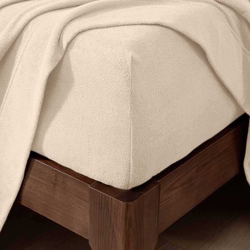 Micro Fleece Super Soft Fitted Sheet, Full/Double Fitted Sheet, Sand