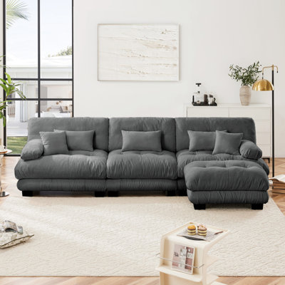 Canapé modulaire de luxe modulaire à 3 places en chenille gris