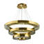 This Exquisite 3-Tier LED Chandelier Is In A Gold Finish. The Frame Is Made Out Of Metal, And It Comes With Clear Crystal Diffusers. The LED Bulbs Are Integrated Into The Frame. The Adjustable Cord Links Make This Fixture Suitable For Most Ceiling Heights