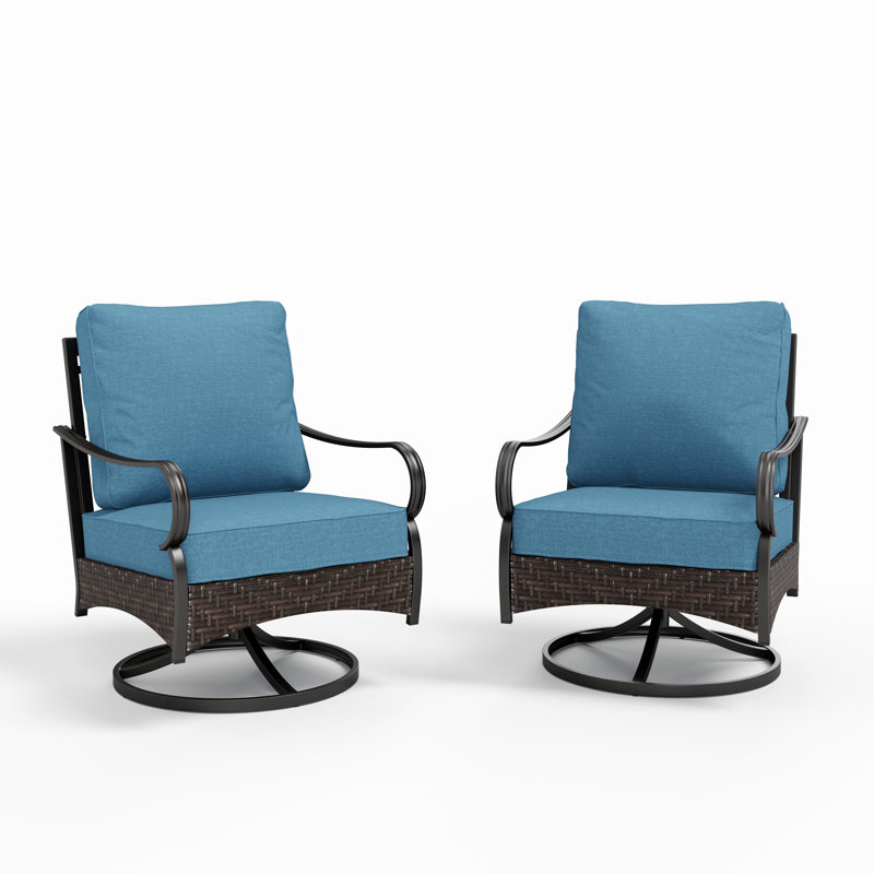 Chaises longues pivotantes avec coussins (ensemble de 2), Marine