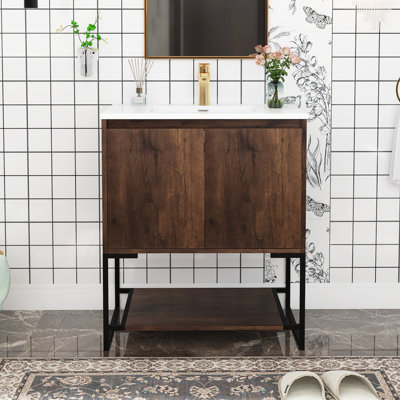 Ensemble de meuble-lavabo simple 30 po avec plateau en résine Rezarta