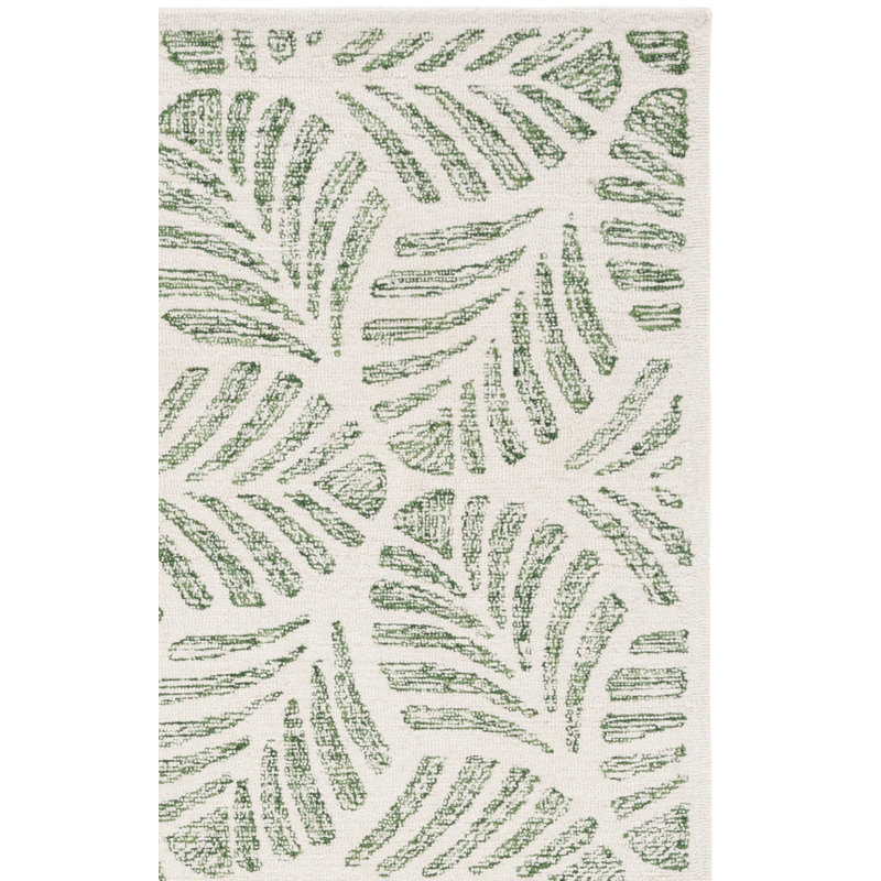Tapis ivoire / vert en laine touffeté à la main Rachell Avalyn, Rectangle 9 pi x 12 pi