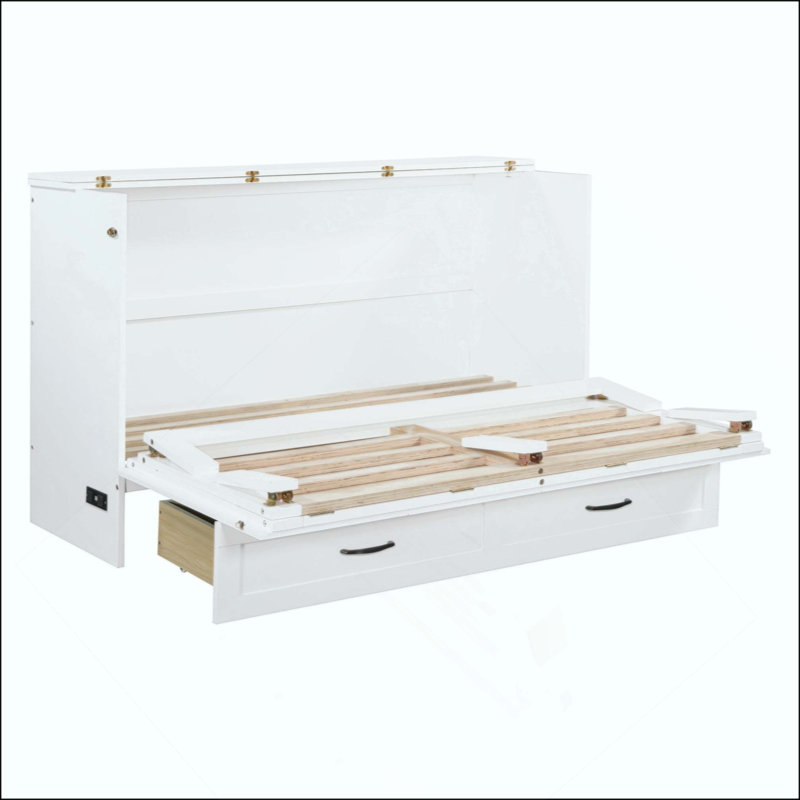 Lit escamotable avec grands tiroirs Murphy, Blanc