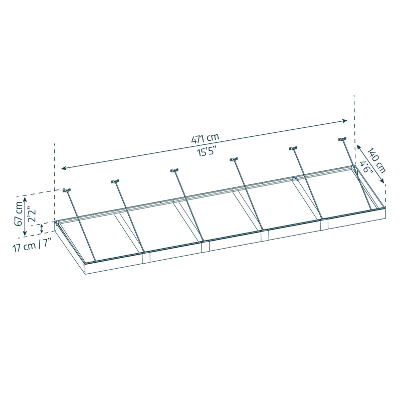 Palram - Canopia Sophia XL 15' W x 4' 7" D Acrylic Galvanized Steel Stationary Door and Window Awning Gray/Clear