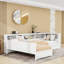 Lit plateforme simple en bois avec tablettes, tiroir, lit gigogne et station de charge-1158010645