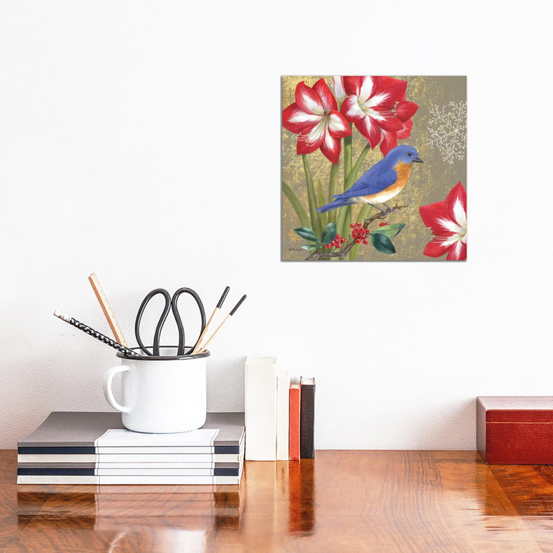 Winter Birds Bluebird Collage by Beth Grove - Wrapped Canvas Print, 30.48 cm H x 30.48 cm W