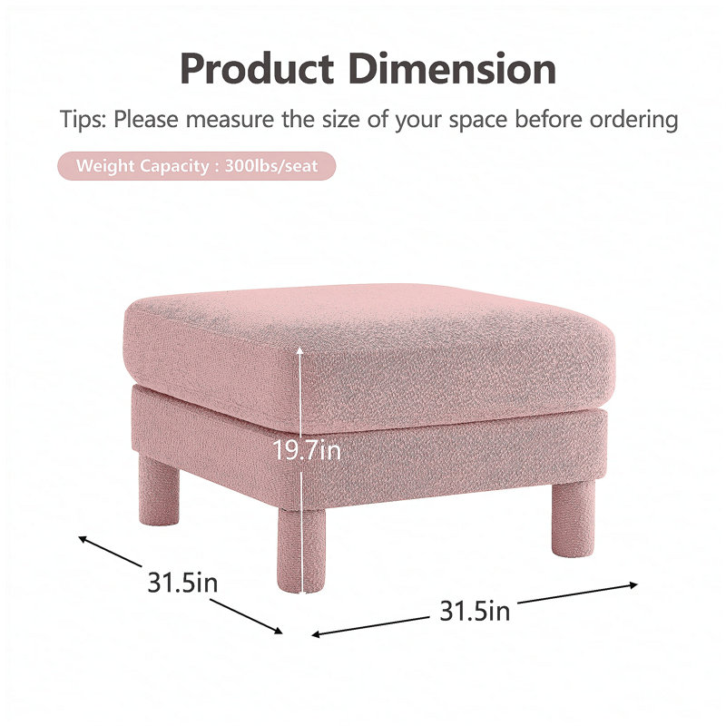 Repose-pieds Lucas - polyester - rose, Rose
