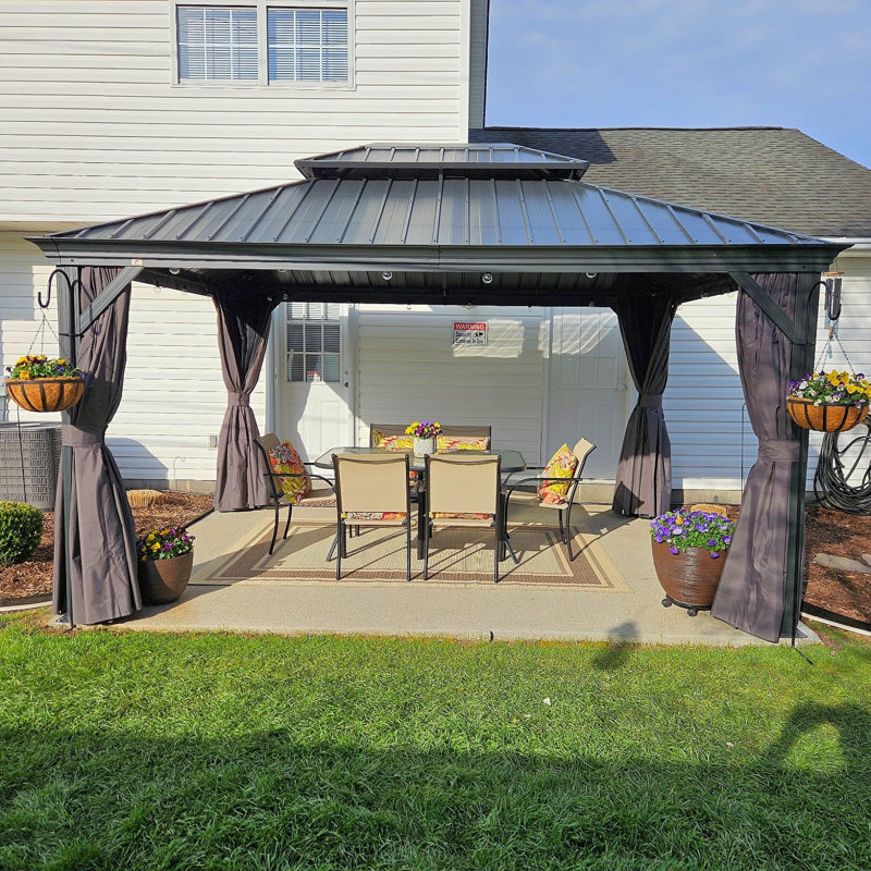 Purple 11' x 14' Hardtop Patio Gazebo with Grey Steel Frame