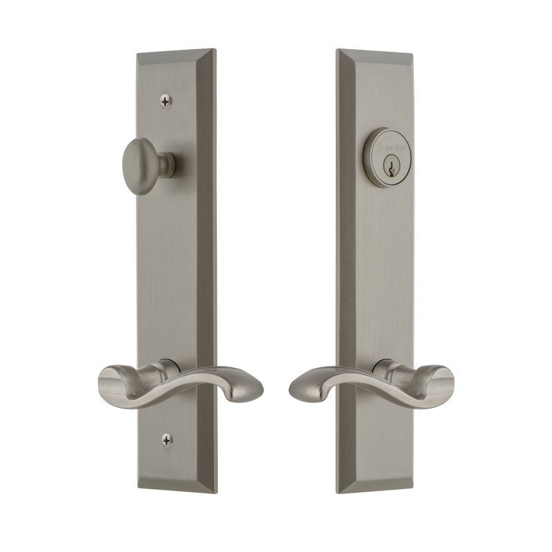 Complete Fifth Avenue Entry Lever Set with Single Cylinder Deadbolt, Left, 2.375", Satin Nickel