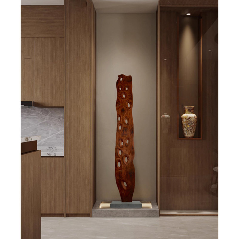 Sculpture de plancher Mid-Century moderne en bois massif rétro, 70.87" H x 16.73" W x 11.02" D