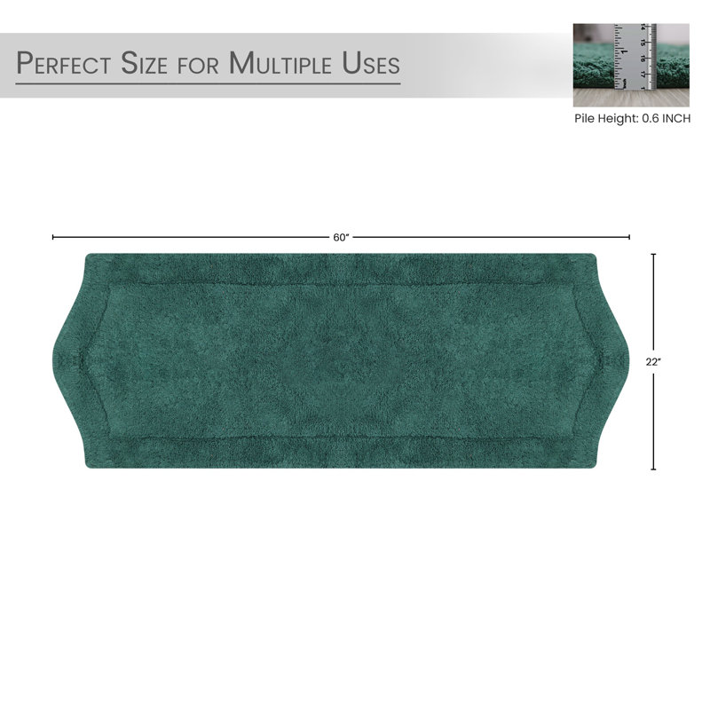 Tapis pour salle de bain Morissette, L 22 po x L 60 po, Vert bouteille