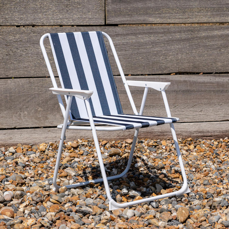Harbour Housewares Folding Metal Beach Chairs, Blue