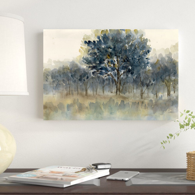 Forêt Moody peinte, H 12 po x l 18 po, Toile tendue, Non