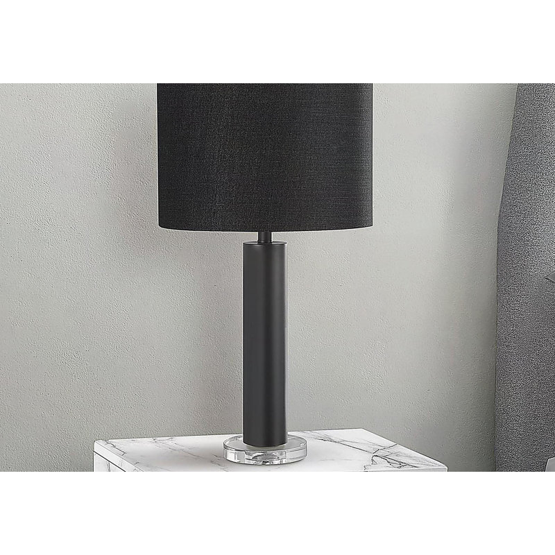 Lighting, 28 po, lampe de table, métal noir, abat-jour noir, contemporain, Noir, Noir, noir, noir, noir
