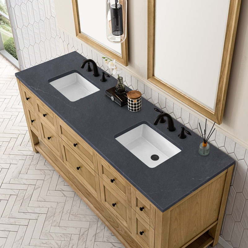 Breckenridge 72'' W Double Vanity, Charcoal Soapstone, Light Natural Oak, 8" Widespread