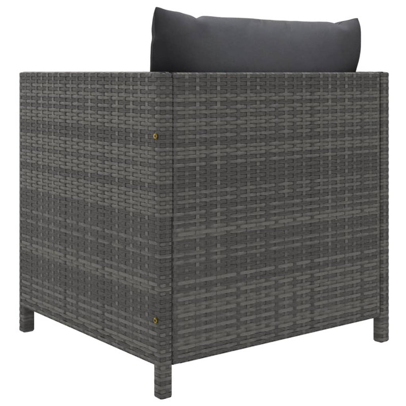 Patio Sofa with Cushions Grey Poly Rattan