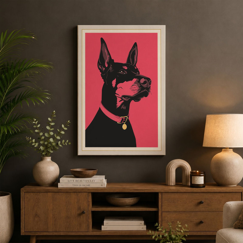 Dog in Silhouette Modern - Wrapped Canvas, 24x16 - 61.0 x 40.6 cm, White Border
