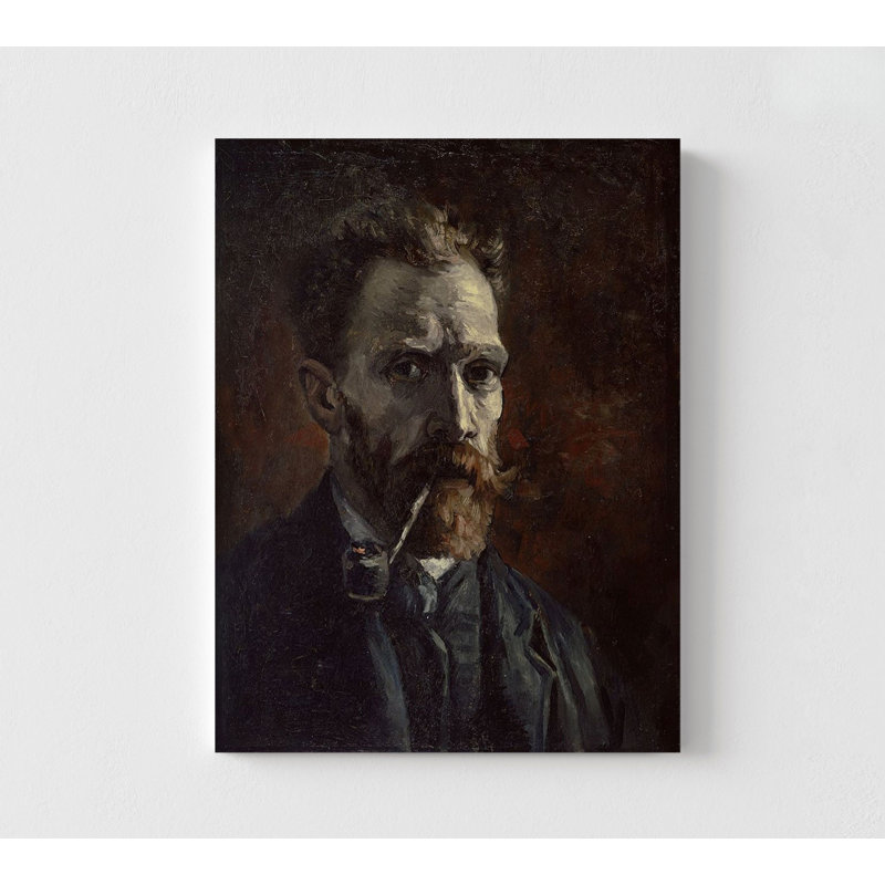 Self-Portrait With Pipe By Vincent Van Gogh, Van Gogh Portrait, Ginger Man Portrait, Wall Art, Pipe Painting Print,Famous Portrait Print