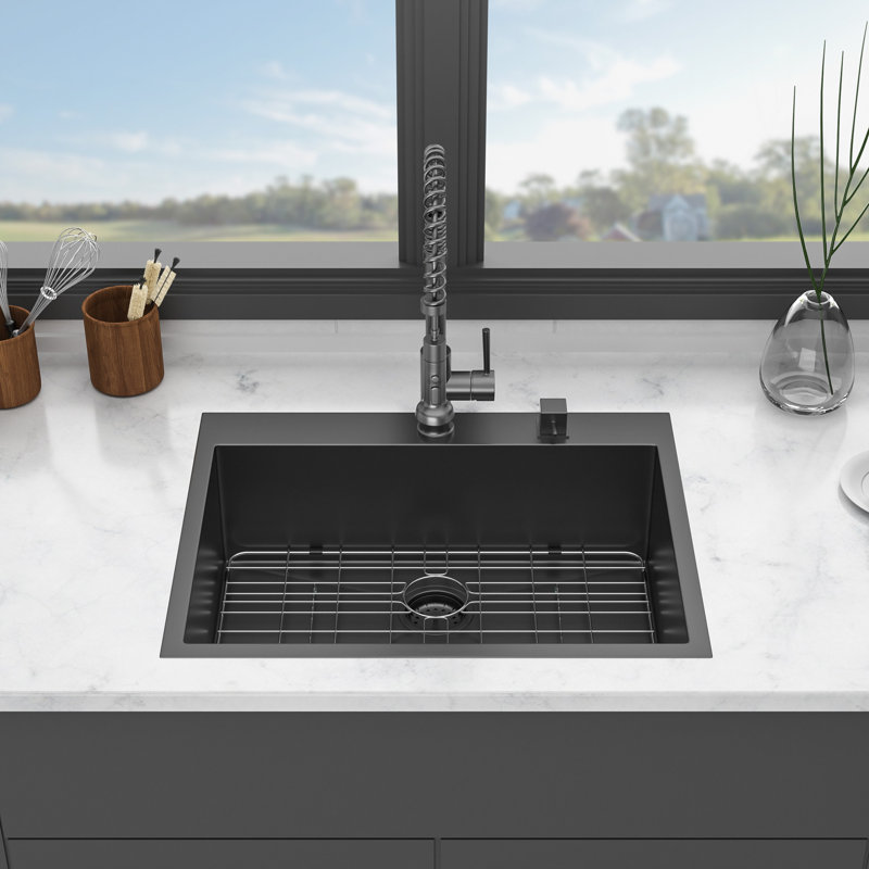 Gunmetal Black Drop In Kitchen Sink