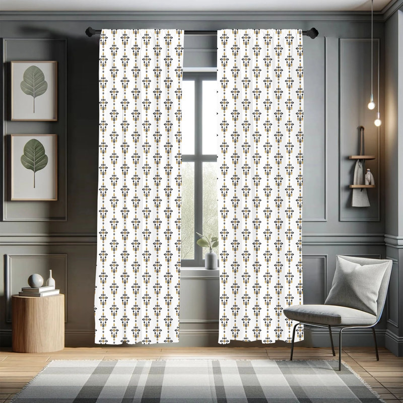 Tribal Geometric Semi-Sheer Rod Pocket Sliding Panel, 28" x 63"