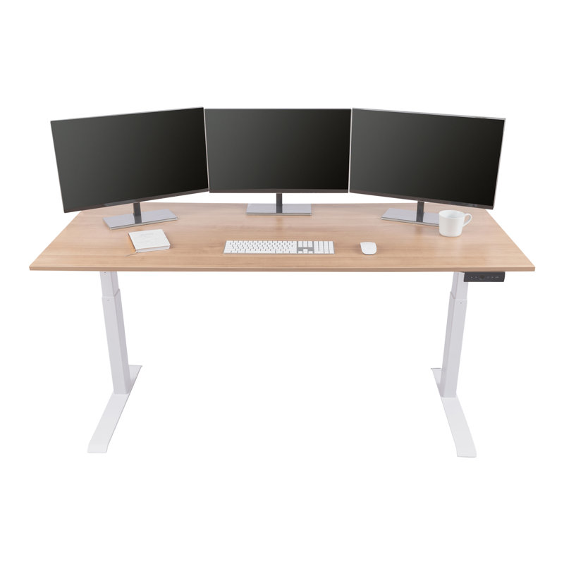 Adjustable Metal Base Standing Desk, 26" H x 70.9" W x 29.5" D, Natural/Black