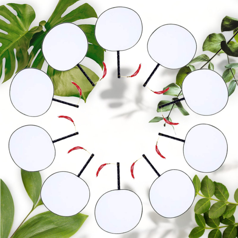 10pcs White Hand Fans for DIY Projects
