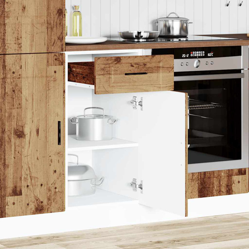 Latitude Run Kitchen Corner Base Cabinet Porto Engineered Wood, old wood, 40 x 46 x 81.5 cm