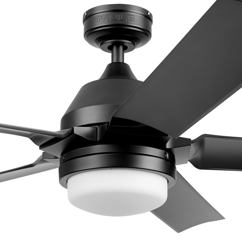 Mule 54" F5 Outdoor Ceiling Fan with LED Light and Remote, 6-Speed, Dual Mount, Wet Rated, Matte Black