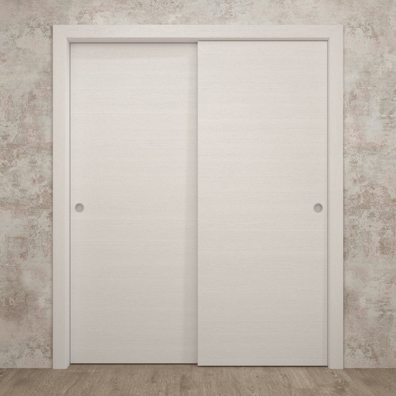 Panneau de porte à dalle | Ego 5000 | Portes en placage de bois | Pochette coulissante à poche, Chêne blanc peint