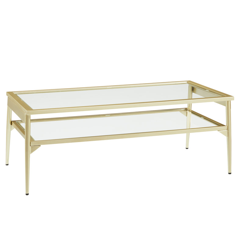 Four Leg Coffee Table with Storage, Gold/Clear