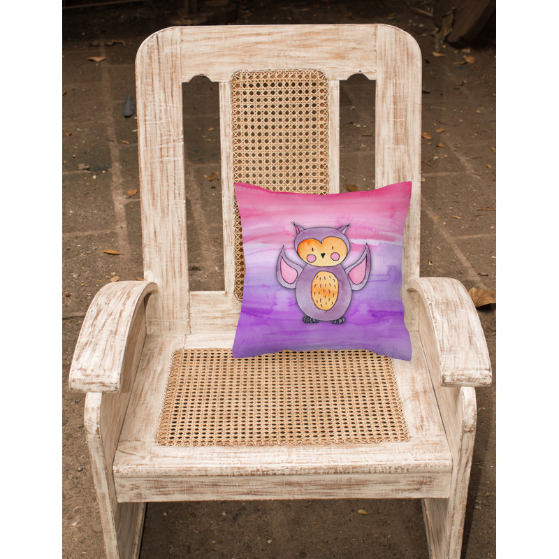 Coussin décoratif intérieur/extérieur aquarelle hibou, 18 po x 18 po