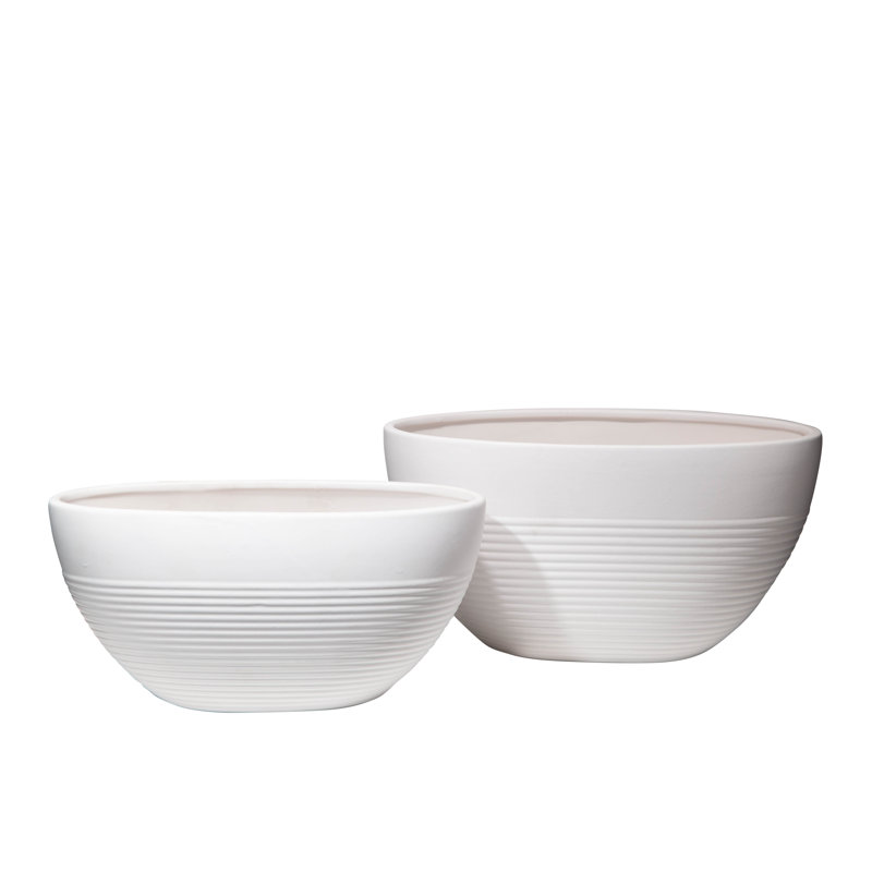 Céramique pot ovale blanc mat