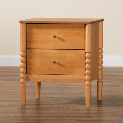 Lucera Mid-Century 2-Drawer Bobbin Nightstand