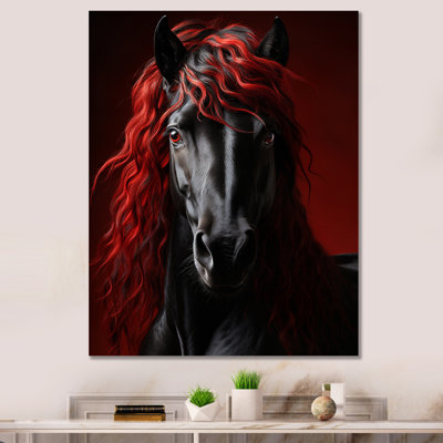 Red Black Horse Vibrant Red Equine III " Red Black Horse Vibrant Red Equine III "