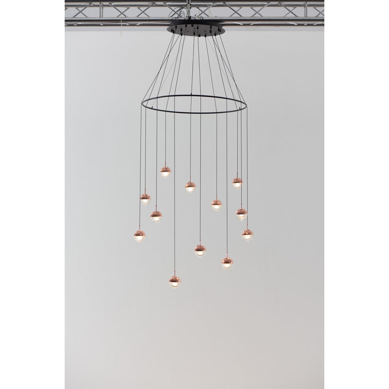 Luminaire suspendu sphère 12 lumières Krantz, Cuivre