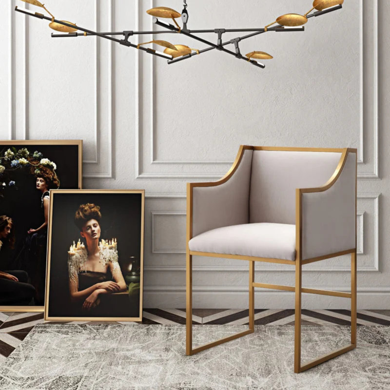 Chaise Bella, Blanc, Doré