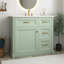 Meuble-lavabo vert 36 po avec lavabo en céramique, armoire avec 4 tiroirs, porte à fermeture en douceur et tablette réglable, meuble-lavabo moderne-698760023