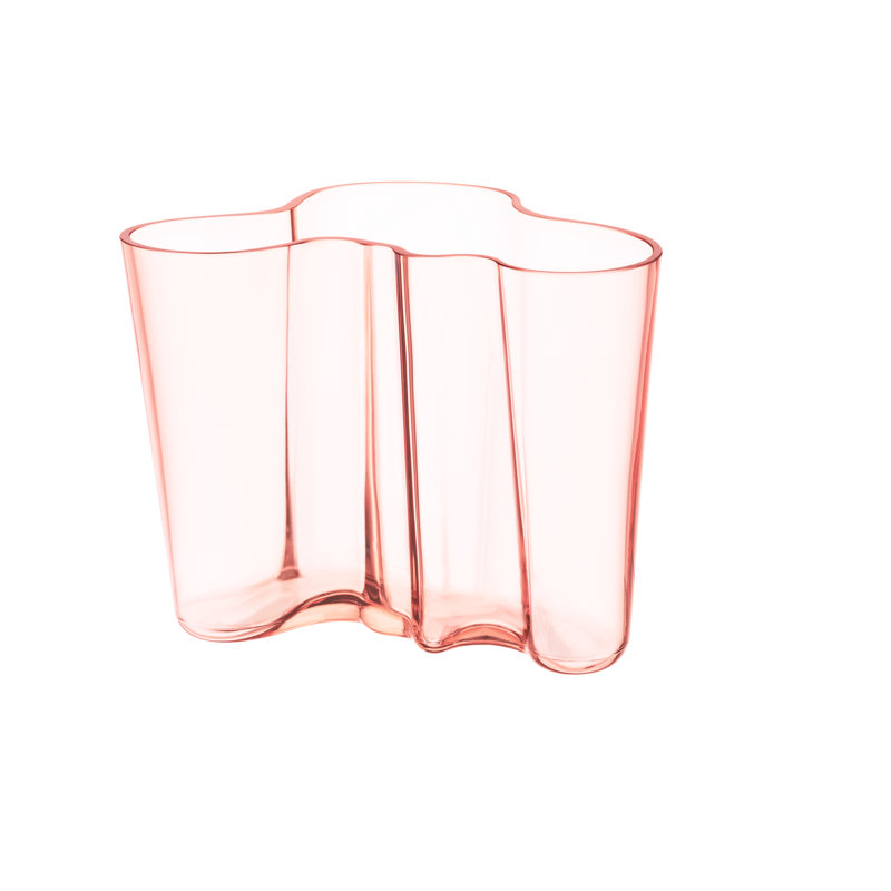 Aalto Glass Table Vase, 6.3" H x 8.19" W x 6.9" D, Salmon Pink